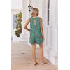 image:imageEkouaer Womens Romper Summer Sleeveless Jumpsuit Casual Short Overalls with Pocket 2025Blue Red Floral