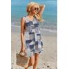 image:imageEkouaer Womens Romper Summer Sleeveless Jumpsuit Casual Short Overalls with Pocket 2025Blue White Printing