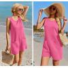 image:imageEkouaer Womens Romper Summer Sleeveless Jumpsuit Casual Short Overalls with Pocket 2025Deep Pink