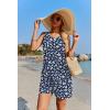 image:imageEkouaer Womens Romper Summer Sleeveless Jumpsuit Casual Short Overalls with Pocket 2025Floral Navy Blue
