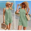 image:imageEkouaer Womens Romper Summer Sleeveless Jumpsuit Casual Short Overalls with Pocket 2025Ice Green