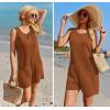 image:imageEkouaer Womens Romper Summer Sleeveless Jumpsuit Casual Short Overalls with Pocket 2025Light Brown