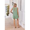 image:imageEkouaer Womens Romper Summer Sleeveless Jumpsuit Casual Short Overalls with Pocket 2025Light Green