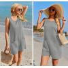 image:imageEkouaer Womens Romper Summer Sleeveless Jumpsuit Casual Short Overalls with Pocket 2025Light Grey