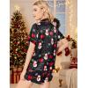 image:imageEkouaer Womens Silk Satin Pajamas Set Short Sleeve Sleepwear Button Down Loungewear 2 Piece Pjs Shorts Set S5X Plus SizeBlack Christmas Snonman Print