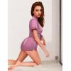 image:imageEkouaer Womens Silk Satin Pajamas Set Short Sleeve Sleepwear Button Down Loungewear 2 Piece Pjs Shorts Set S5X Plus SizeBurgundy