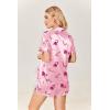 image:imageEkouaer Womens Silk Satin Pajamas Set Short Sleeve Sleepwear Button Down Loungewear 2 Piece Pjs Shorts Set S5X Plus SizeChristmas Pink Candy Cane