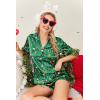 image:imageEkouaer Womens Silk Satin Pajamas Set Short Sleeve Sleepwear Button Down Loungewear 2 Piece Pjs Shorts Set S5X Plus SizeGreen Christmas Print
