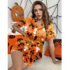 image:imageEkouaer Womens Silk Satin Pajamas Set Short Sleeve Sleepwear Button Down Loungewear 2 Piece Pjs Shorts Set S5X Plus SizeOrange Halloween Print