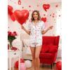 image:imageEkouaer Womens Silk Satin Pajamas Set Short Sleeve Sleepwear Button Down Loungewear 2 Piece Pjs Shorts Set S5X Plus SizePuppy Love Valentines Print