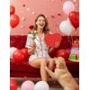 image:imageEkouaer Womens Silk Satin Pajamas Set Short Sleeve Sleepwear Button Down Loungewear 2 Piece Pjs Shorts Set S5X Plus SizePuppy Love Valentines Print