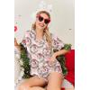 image:imageEkouaer Womens Silk Satin Pajamas Set Short Sleeve Sleepwear Button Down Loungewear 2 Piece Pjs Shorts Set S5X Plus SizeSanta Claus