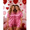 image:imageEkouaer Womens Silk Satin Pajamas Set Short Sleeve Sleepwear Button Down Loungewear 2 Piece Pjs Shorts Set S5X Plus SizeValentines Pink Love