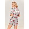 image:imageEkouaer Womens Silk Satin Pajamas Set Short Sleeve Sleepwear Button Down Loungewear 2 Piece Pjs Shorts Set S5X Plus SizeWhite Christmas Print