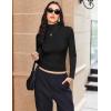 image:imageEkouaer Womens Turtleneck Long Sleeve Shirts Thermal Underwear Tops Basic Slim Fit Fall Fashion Lightweight TopBlack