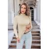 image:imageEkouaer Womens Turtleneck Long Sleeve Shirts Thermal Underwear Tops Basic Slim Fit Fall Fashion Lightweight TopLight Khaki