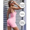 image:imageEkouaer Womens Workout Romper Ribbed Unitard Stretch One Piece Short Jumpsuits Yoga Sleeveless Adjustable OutfitsLight Pink