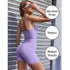image:imageEkouaer Womens Workout Romper Ribbed Unitard Stretch One Piece Short Jumpsuits Yoga Sleeveless Adjustable OutfitsLilac Purple