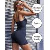 image:imageEkouaer Womens Workout Romper Ribbed Unitard Stretch One Piece Short Jumpsuits Yoga Sleeveless Adjustable OutfitsNavy Blue