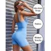 image:imageEkouaer Womens Workout Romper Ribbed Unitard Stretch One Piece Short Jumpsuits Yoga Sleeveless Adjustable OutfitsSky Blue