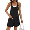 image:imageEkouaer Rompers for Women 2026 Fashion Ribbed Knit Jumpsuit Scoop Neck Loose Outfit Wide Leg Summer One Piece ShortallsBlack