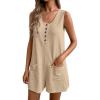 image:imageEkouaer Rompers for Women Summer Shorts Loose Jumpsuit Waffle Casual 2026 Beach Outfits Vacation ClothesLight Brown
