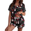 image:imageEkouaer Silk Pajama for Women Short Sleeve Satin Pj Set Two Piece Soft Sleepwear Loungewear SXXLAblack Snowman