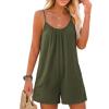 image:imageEkouaer Summer Rompers for Women Boho Beach Vacation Outfits Sleeveless Loose Shorts Overalls 2026 Jumpsuit With PocketsArmy Green