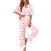 image:imageEkouaer Women Pajamas Set Button Down Sleepwear Short Sleeve Pjs Soft Comfy Nightwear with Long Pants SXXLBalloon Puppy