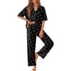 image:imageEkouaer Women Pajamas Set Button Down Sleepwear Short Sleeve Pjs Soft Comfy Nightwear with Long Pants SXXLBlack Pink Bow