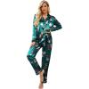image:imageEkouaer Womens Classic Button Down Long Satin Silk Pajama SetGreen Floral