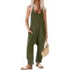 image:imageEkouaer Womens Jumpsuit Sleeveless Casual Summer Overalls Jumpers Spaghetti Strap Baggy Long Pants Rompers with PocketsArmygreen