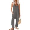 image:imageEkouaer Womens Jumpsuit Sleeveless Casual Summer Overalls Jumpers Spaghetti Strap Baggy Long Pants Rompers with PocketsDarkgrey