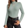 image:imageEkouaer Womens Long Sleeve Mock Turtleneck Tops Ribbed Shirts Fleece Soft Thermal Undershirts TeeLight Green1