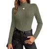 image:imageEkouaer Womens Long Sleeve Mock Turtleneck Tops Ribbed Shirts Fleece Soft Thermal Undershirts TeeOlive