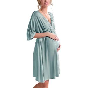 image:imageEkouaer 3 in 1 LaborDeliveryHospital Gown Maternity Dress Nursing Nightgown Sleepwear for BreastfeedingCeladon Green