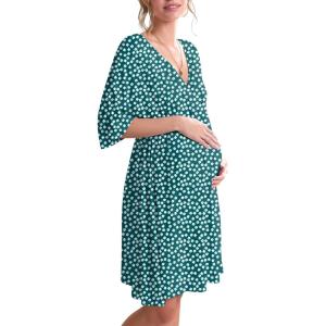 image:imageEkouaer 3 in 1 LaborDeliveryHospital Gown Maternity Dress Nursing Nightgown Sleepwear for BreastfeedingGreen Floral