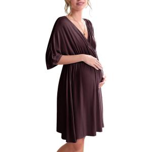 image:imageEkouaer 3 in 1 LaborDeliveryHospital Gown Maternity Dress Nursing Nightgown Sleepwear for BreastfeedingMaroon
