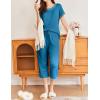 image:imageEkouaer 2 Pack Womens Pajamas Sets Short Sleeve Tops and Capri Pants Pjs Colorful Printed Sleepwear SetsBlack  Blue Green