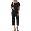 image:imageEkouaer 2 Pack Womens Pajamas Sets Short Sleeve Tops and Capri Pants Pjs Colorful Printed Sleepwear SetsBlack  Polka Dots