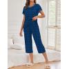 image:imageEkouaer 2 Pack Womens Pajamas Sets Short Sleeve Tops and Capri Pants Pjs Colorful Printed Sleepwear SetsBlack  Polka Dots