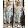 image:imageEkouaer 2 Pack Womens Pajamas Sets Short Sleeve Tops and Capri Pants Pjs Colorful Printed Sleepwear SetsBlue Flowers  Black Flowers