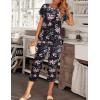 image:imageEkouaer 2 Pack Womens Pajamas Sets Short Sleeve Tops and Capri Pants Pjs Colorful Printed Sleepwear SetsBlue Flowers  Black Flowers