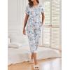image:imageEkouaer 2 Pack Womens Pajamas Sets Short Sleeve Tops and Capri Pants Pjs Colorful Printed Sleepwear SetsBlue Flowers  Navy Blue