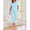 image:imageEkouaer 2 Pack Womens Pajamas Sets Short Sleeve Tops and Capri Pants Pjs Colorful Printed Sleepwear SetsBlue Stars  Moon
