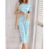 image:imageEkouaer 2 Pack Womens Pajamas Sets Short Sleeve Tops and Capri Pants Pjs Colorful Printed Sleepwear SetsBlue Stars  Moon