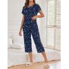 image:imageEkouaer 2 Pack Womens Pajamas Sets Short Sleeve Tops and Capri Pants Pjs Colorful Printed Sleepwear SetsBlue Stars  Moon