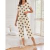image:imageEkouaer 2 Pack Womens Pajamas Sets Short Sleeve Tops and Capri Pants Pjs Colorful Printed Sleepwear SetsFivepointed