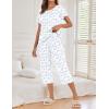 image:imageEkouaer 2 Pack Womens Pajamas Sets Short Sleeve Tops and Capri Pants Pjs Colorful Printed Sleepwear SetsHydrangeas