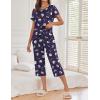 image:imageEkouaer 2 Pack Womens Pajamas Sets Short Sleeve Tops and Capri Pants Pjs Colorful Printed Sleepwear SetsMoon  Stars